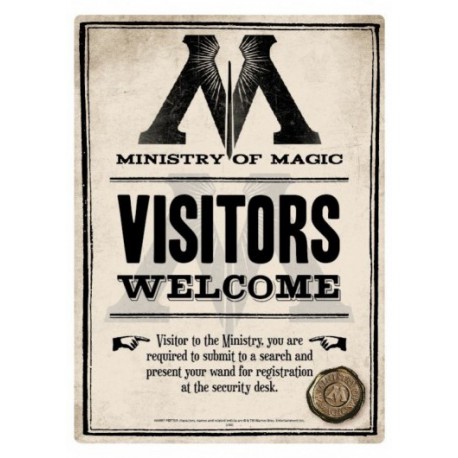 Placa Metal Ministry of Magic Harry Potter