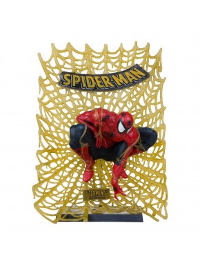 Estatua PVC de Spider-Man en telaraña dorada