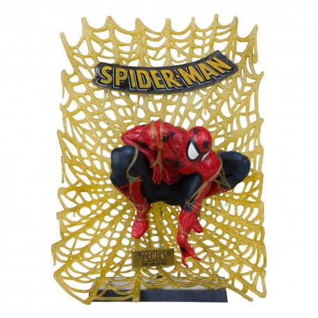 Estatua PVC de Spider-Man en telaraña dorada