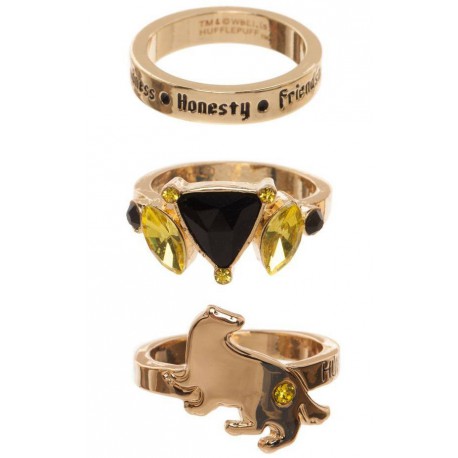 Set de 3 anillos Hufflepuff Harry Potter