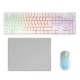 Combo gaming Mars blanc avec clavier, souris et tapis