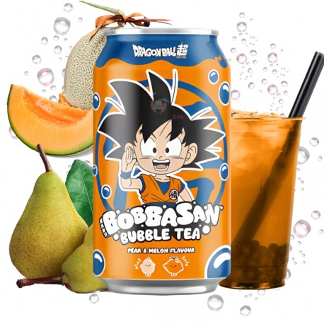 Canette de Thé aux perles Bobbasan poire et melon avec Goku