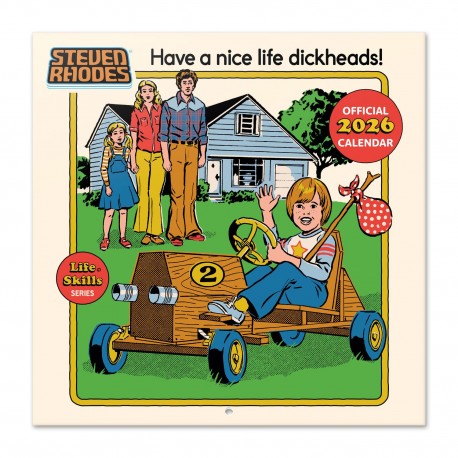 Calendrier mural Steven Rhodes 2026 avec design rétro