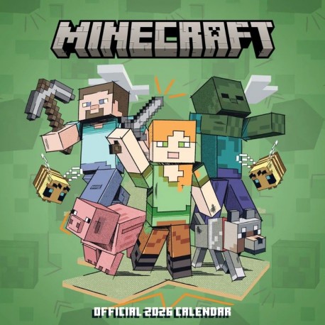 Calendário 2026 do Minecraft com personagens do jogo