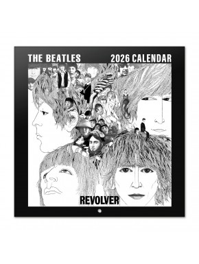 Calendário de parede 2026 dos The Beatles em preto e branco