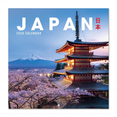Calendrier mural Japon 2026 avec pagode et montagne