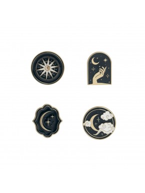 Set de 4 pins astrales esmaltados en aleación de zinc