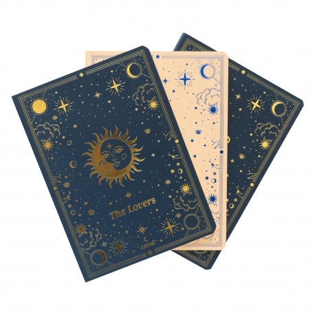 Pack de 3 cadernos A6 com designs astrais