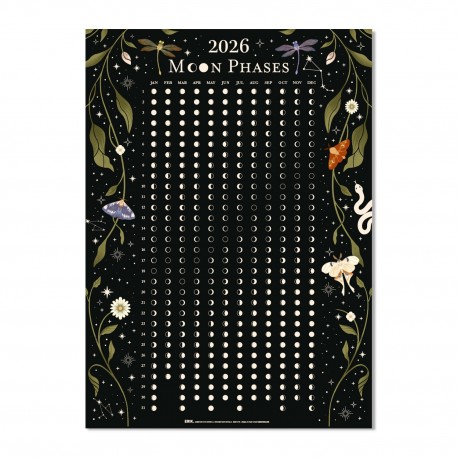 Calendário Lunar 2026 com fases lunares e design astral