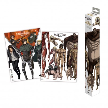 Set de 2 minipósteres Attack on Titan en caja