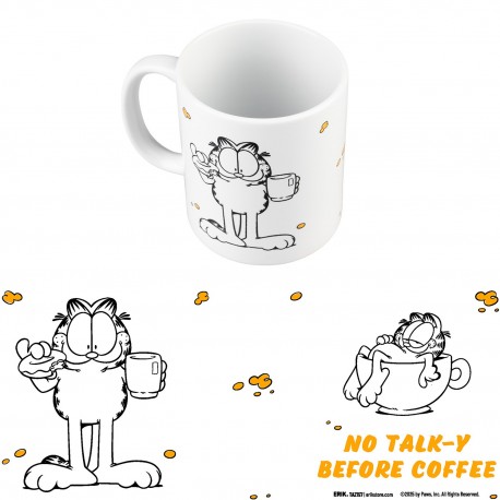 Taza blanca de cerámica con Garfield y frase divertida