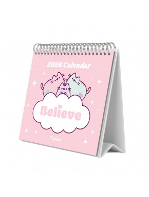 Calendario de escritorio 2026 Pusheen rosa con diseño de gatos