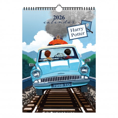 Calendário A3 2026 de Harry Potter com carro voador