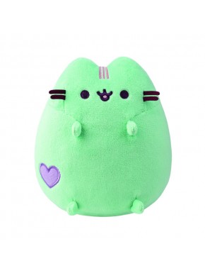 Peluche Pusheen verde pastel con corazón morado