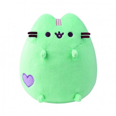 Peluche Pusheen verde pastel con corazón morado