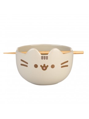 Bowl de gres Pusheen con palillos de bambú