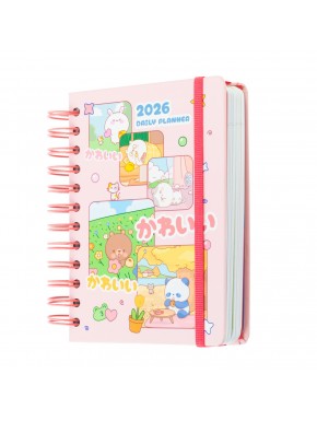 Agenda Anual 2026 Kawaii en tapa dura con diseño colorido