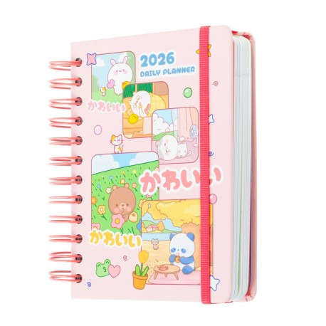 Agenda Anual 2026 Kawaii en tapa dura con diseño colorido