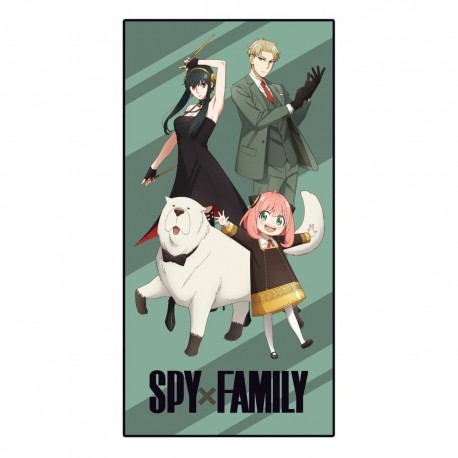 Toalla de Spy x Family con diseño de personajes en rosa