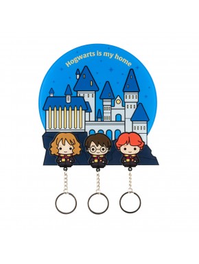 Colgador de llaves Harry Potter con personajes y castillo