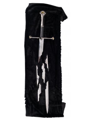 Espada Narsil rota de El Señor de los Anillos sobre tela negra