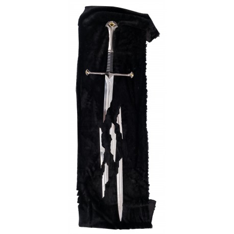 Épée Narsil brisée du Seigneur des Anneaux sur tissu noir