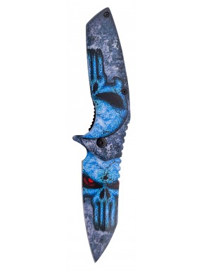 Navaja de colección Blue Skull Art con diseño de calavera
