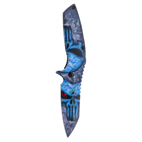 Couteau de collection Blue Skull Art avec design de crâne