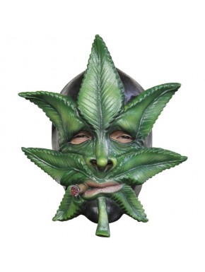 Máscara de látex con diseño de hoja de cannabis