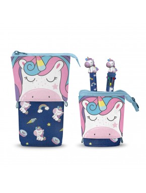 Estuche portatodo Oh My Pop con bolígrafos y diseño de unicornio