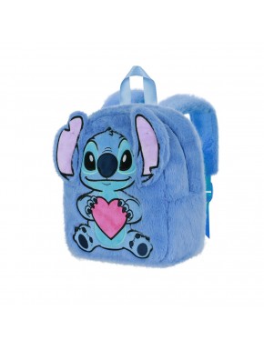 Mochila de peluche azul de Lilo y Stitch con corazón