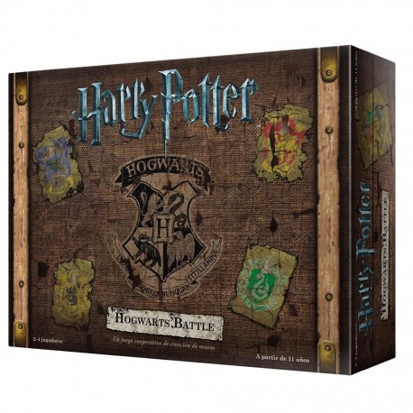 Caja del juego de mesa Harry Potter Hogwarts Battle con escudos