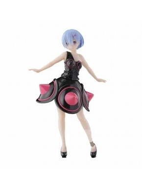 Figura de Rem Re Zero Banpresto vestido negro y rosa