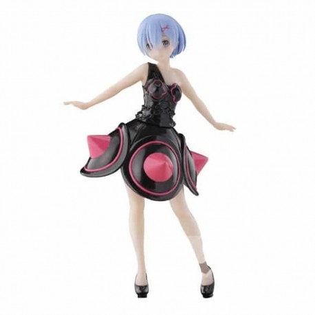 Figura de Rem Re Zero Banpresto vestido negro y rosa