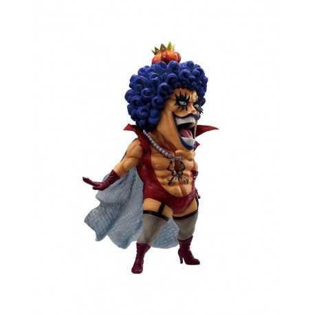 Figura de Emporio Ivankov de One Piece con peluca azul y atuendo rojo