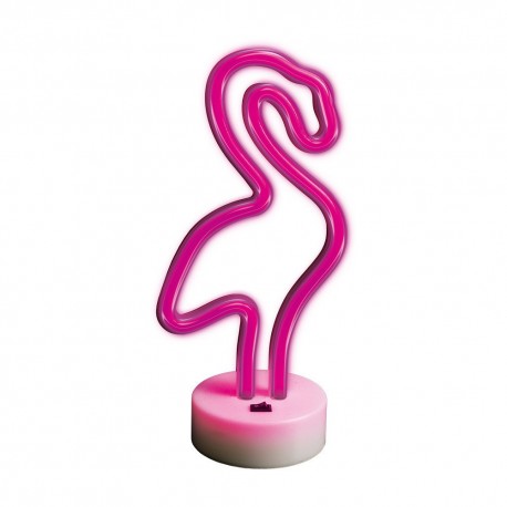 Lámpara LED de neón rosa con diseño de flamingo