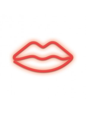 Lámpara de neón LED roja en forma de labios
