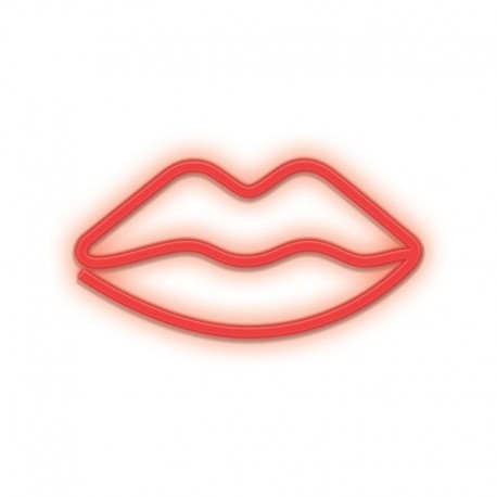 Lámpara de neón LED roja en forma de labios