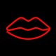 Lámpara de neón LED roja en forma de labios
