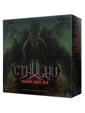 Caja y componentes del juego de mesa Cthulhu: Death May Die