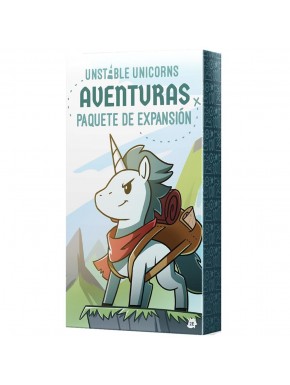 Caja y cartas del juego Unstable Unicorns Aventuras