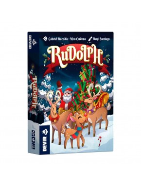 Caja del juego de mesa Rudolph Pocket con renos y Papá Noel