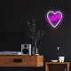 Lámpara neon LED en forma de corazón con palabra LOVE en violeta y blanco