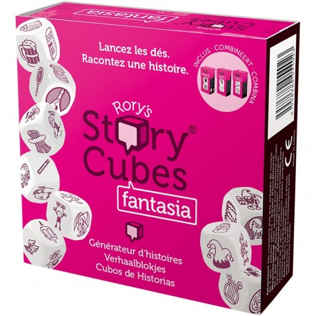 Boîte de jeu Cubes d'Histoires Fantaisie avec dés illustrés