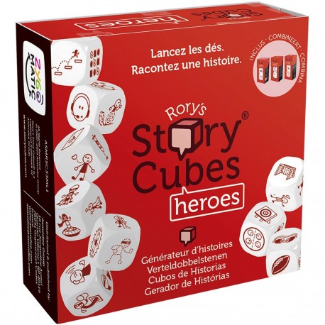 Boîte du jeu de société Asmodee Story Cubes Heroes