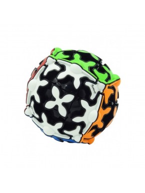 Cubo de Rubik Qiyi Gear Ball 3x3 con bordes negros, colores vivos y diseño de engranajes
