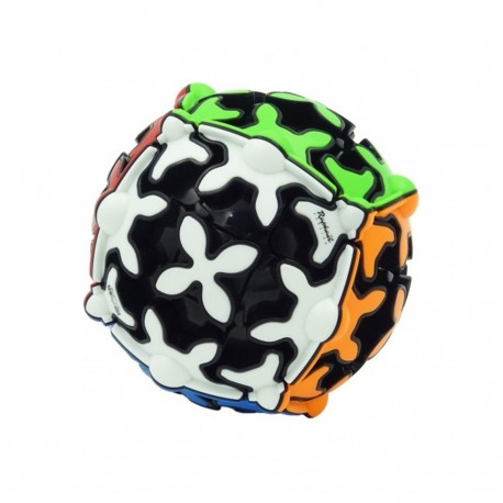 Cubo de Rubik Qiyi Gear Ball 3x3 con bordes negros, colores vivos y diseño de engranajes