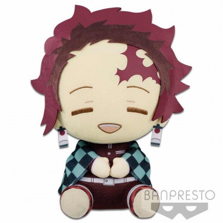 Peluche de Tanjiro Kamado de Demon Slayer avec cape à carreaux