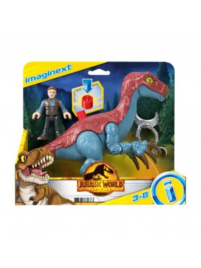 Figurine Therizinosaurus Imaginext de Mattel en rouge et bleu