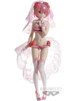 Figura Banpresto Re:Zero Ram vestida de rosa